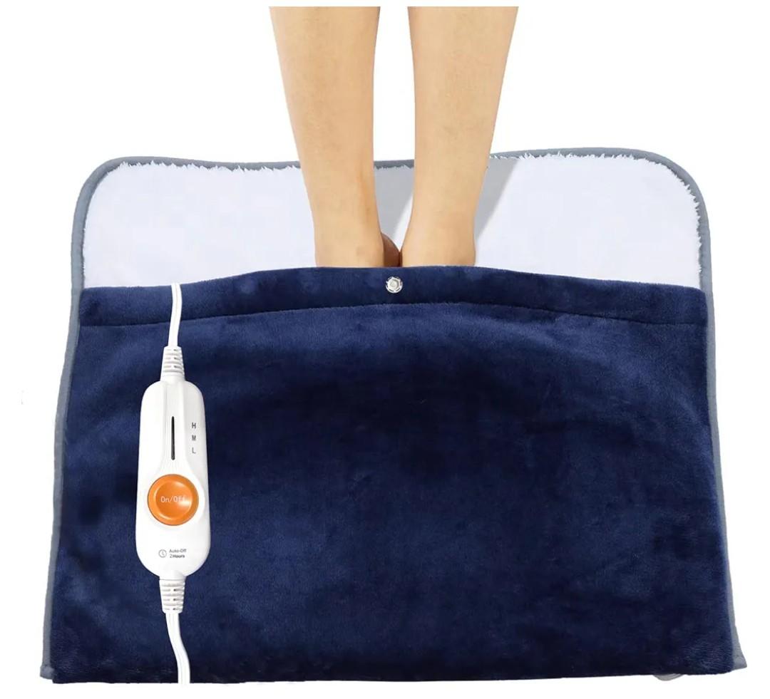 Gintao Electric Heated Foot Warmers,22"×20" Foot Heating Pad Electric for Men and Women with Fast Heating Technology,Heating Pad Feet Warmer Auto Shut Off with 3 Temperature Setting,Navy Blue