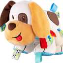 Baby Tags Plush Toy Lovey Soft Monkey Stuffed Aninaml Pacify Doll Soothing Sensory Taggy Toy Great Gift for Newborn/Infant/Toddler 9-Inches (Dog)