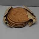 Samhita Acacia Wood Round Wood Plates Set of 4, Easy Cleaning & Lightweight for Dishes Snack, Dessert.(7" x 7" x 1")