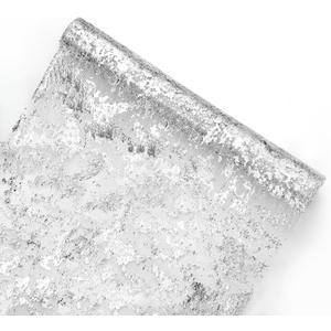 Silver Table Runner, 11"x108" Glitter Foil Metallic Silver Thin Mesh Table Runner Decor Roll, Silver Centerpiece Table Decorations for Party Wedding Christmas Thanksgiving Valentine