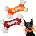 Tough Dog Toys for Aggressive Chewers, 2 Pack Indestructible Nylon Dog Bone, Chew Toys for Medium Large Breeds, Beef Flavor