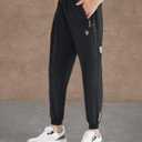 Boys Lightweight Jogger Pants Youth Kids Quick Dry Hiking Active Athletic Pants with Zipper Pockets (Black, L)