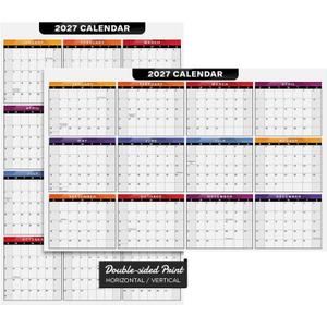 2027 Full Desk Calendar - 11 x 17” Large Size 12 Month Wall Planner for Office and Homes - 2 Sided Vertical and Horizontal Reversible - Printed on Thick & Durable 80lb Cardstock (216 gsm) - 2 Per Pack