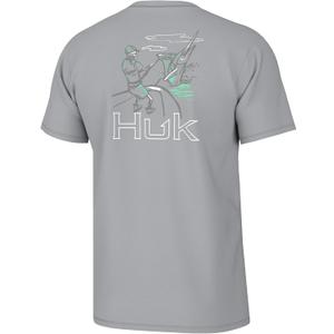 HUK Mens Fishing Graphic Tee, Performance Short Sleeve, Quick-Dry (X-Large, Wish Bone - Harbor Mist)
