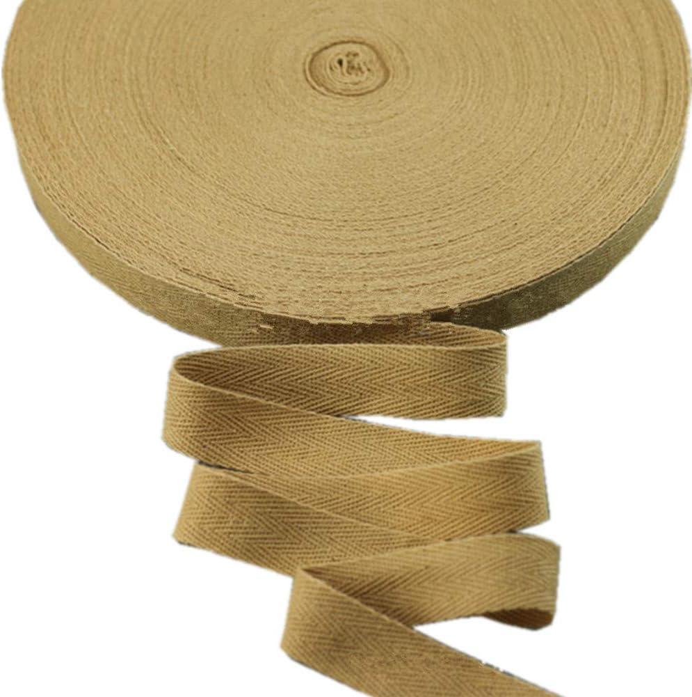 50 Yards Width 3/4inch Cotton Ribbon Herringbone Webbing Trim Fabric Twill Tape Tapestry for Bias Binding Gift Wrapping Wedding Embellishment Sewing Craft (Burly Wood)