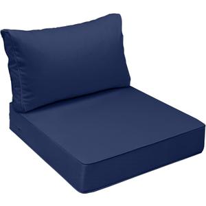 AAAAAcessories Outdoor Seat Cushions for Chairs, FadeResistant, Waterproof Patio Furniture Replacement Cushions, 23.5" x 25.5" x 5" + 23.5" x 13.5", Navy Blue