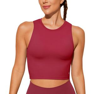 Natural Feelings Nudi Sports Bras for Women Removable Padded Yoga Tank Tops Sleeveless Fitness Workout Crop Tops (Small, Wine)