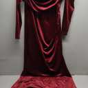 Vakkest Women Off The Shoulder Formal Dresses Long Sleeve Evening Party Velvet Maxi Dress High Split Cocktail Gowns, XXL