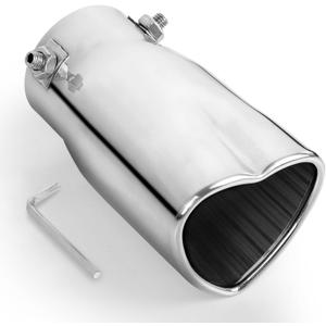Heart Exhaust Tip 2.5" Inlet, Adjustable Stainless Steel Exhaust Pipe, Modified Exhaust Tail Pipe Universal for Most Car(Silver)