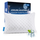 Cooling Side Sleeper Pillow for Adults, Firm Bed Pillow for Side Sleepers Neck and Shoulder Pain, Luxury Shredded Memory Foam Pillow Set of 1- Adjustable King Size- Washable Cover Original White