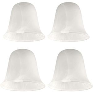 Giluta Bell Shaped Glass Shade, Alabaster Glass Shades Replacement for ceiling fan light wall light and pendant, Lipless with 1-5/8-inch Fitter Opening, 4 Pack
