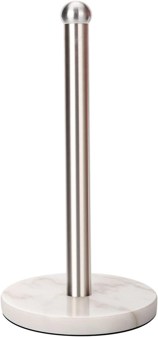 Heavy Weighted Paper Towel Holder, Easy One-Handed Design for Kitchen Stand, Sturdy Base for Standard and Mega Rolls (Silver Brushed)