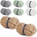 8 Packs Jumbo Chunky Chenille Yarn - 2040g(72oz) 245 Yards (224m) Bulky Yarn - Chunky Yarn for Hand Knitting Blanket,Cushions, Pet Bed - Soft and Durable(Mix-Clolor)