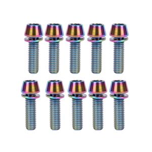 ONIPAX M5x20mm Bike Allen Hex Tapered Stainless Bolts Screws with Washer for MTB STEM (Rainbow 10pcs)