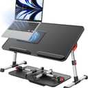 Laptop Desk for Bed with Cooling Fan, SAIJI Height & Angle Adjustable Laptop Stand for Bed, Lap Desk Tray Table, Lightweight Foldable Portable Computer Table for Couch Sofa Chair Floor Desk (Black)