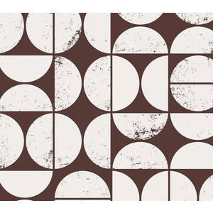 VEELIKE Retro Circle Pattern Geometric Peel and Stick Wallpaper Brown Geometric Wallpaper for Bedroom Bathroom 17.7''x118'' Removable Self Adhesive Modern Abstract Art Deco Wall Paper for Living Room