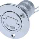 1-1/2" Marine Deck Fill/Filler - Fuel/Water/Waste/Gas/Diesel Boat Tank Filler with Keyless Cap & Screws, Polished Finish 316 Stainless Steel Hardware - for Yacht, Caravan