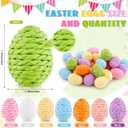 64 Pack Easter Eggs, Colorful Woven Foam Easter Eggs with Paper Rope Texture, Bright Easter Basket Stuffers for Egg Hunts, Spring Table Decor, Party Favors (1.97 Inch, Solid Multicolor)