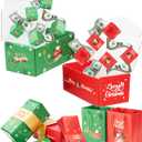 ASSRECT 2 pcs Exploding Gift Box - Christmas Surprise Box Pop Up with 24 Money Holders, Reusable Party Gift Box for Cash, Gifts, Xmas, Birthday, Party Supplies (Red+Green)