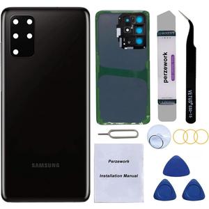 Rear Back Glass Replacement for Samsung Galaxy S20 Plus 6.7 inches with Reparing Toolkit and Pre-Installed Adhesive (Cosmic Black)