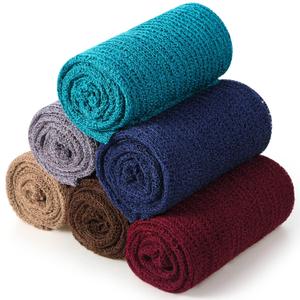Tudomro 6 Pcs 15.8 x 59'' Newborn Baby Stretch Wraps Set 6 Colors Baby Photography Props Unisex Newborn Long Ripple Wrap Photo Blanket for Girl Boy Christmas DIY Photography(Dark Color)