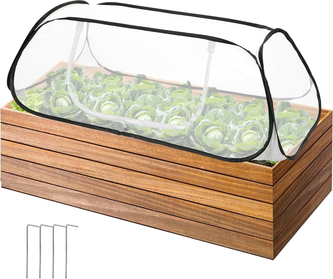 45" x 22" x 16" Pop Up Garden Rows Plants Cover, Raised Garden Beds Vegetable Rows Plant Protector, Insect Bird Barrier Plant Net Cage with Stakes for Protecting Seedlings Fruits Vegetable Row