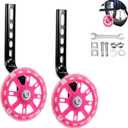 Training Wheels for Kids, Heavy Duty Bicycle Stabiliser Flash Mute Wheel Mounted Kit compatible for bikes 12 14 16 18 20 Inch - 1 Pair (Pink)