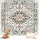 nunubaby 2PACK Washable Pee Pads for Dogs, Stylish, Non-Slip and Leak-Proof Pee Pads. Reusable Potty Pads for Dogs for Crates and Floors.(Beige/Multi, 72" x72" )