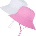 Zando 2 Pack UPF 50+ Kids Sun Hat Baby Beach Bucket Hats for Summer Swim (XS)