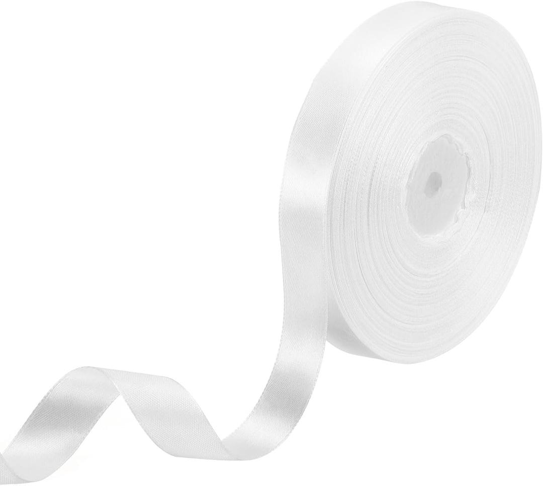uxcell Satin Ribbon, 3/4 Inch x 100 Yards White Single Face Polyester Satin Ribbon for Gift Wrapping, Crafts, Wedding Party Decorations, Bow Making