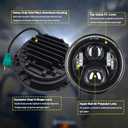 AlyoNed 7 inch Motorcycle LED Headlight 4.5" Fog Passing Lights DOT Kit Compatible with Harley Davidson Fat Boy Street Glide Heritage Softail Road King Switchback Electra Glide Ultra Classic Black