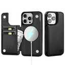 SkyEagle for iPhone 15 Pro Wallet Case with Card Holder Compatible with Magsafe Kickstand RFID Blocking Flip Cover Credit Card Slots PU Leather Men Women Phone Case for Apple 15 Pro 6.1", Black