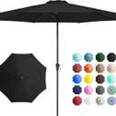 JEAREY 11' Patio Umbrellas Outdoor Table Market Umbrella w/Crank, 8 Sturdy Ribs, UV Protection Windproof for Garden, Deck, Backyard, Pool(Black)
