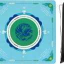 Mahjong Mat, 31.5 Inch Anti-Slip Noise Reduction Mahjong Table Mat with Storage Bag for Mahjong, Dominoes, Poker, Card Games, Tiles and Board Games (Blue)