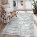 3x5 Rug, Small Area for Kitchen, Entryway, Machine Washable Non-Slip Throw Rug, Vintage Carpet for Nursery Coffee Table Grey