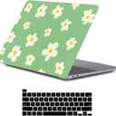 LanBaiLan Compatible for MacBook Pro 13 inch with Touch Bar M2 2026 2025 2024 2023 2022-2016 A2338 M1 A2251 A2289 A2159 A1989 A1708 A1706, Laptop Hardshell Case and Keyboard Cover, Green Flower