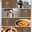COUPLUX 50s Fast Heat Espresso Machine with Grinder 58mm, 15 Bar | 30 Grind Settings with Anti-static, 4 Temp Adjust 190-205℉ Espresso Machine with Powerful Milk Frother for Cappuccino, Latte