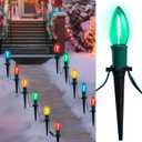 Joiedomi 24 Packs 30.75FT C9 Christmas Multicolor LED Pathway Lights, Waterproof Walkway Lights with Stakes Outdoor Connectable Decor for Holiday Outside, Yard, Garden, Party, Walkway Decor