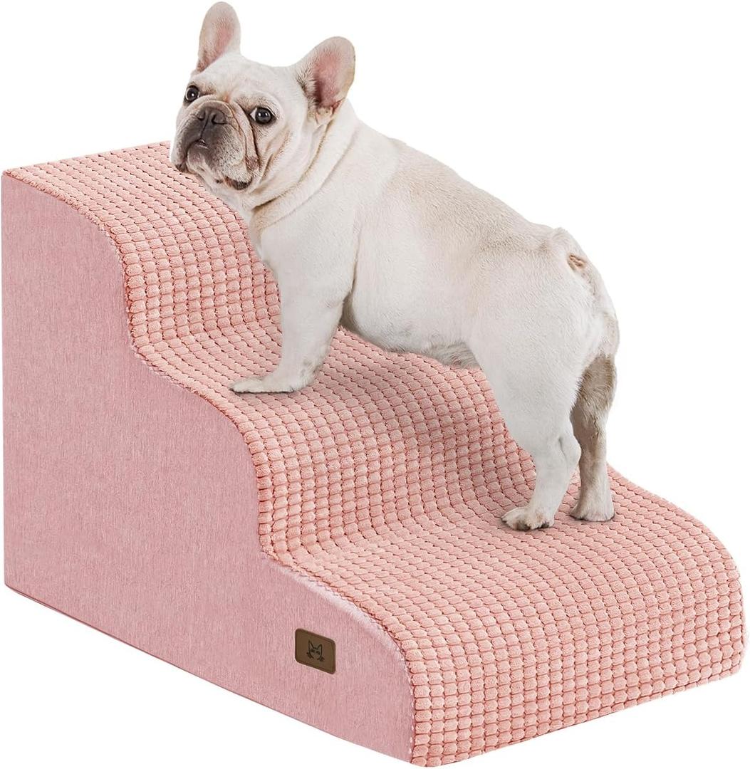ABCPET Dog Step for Bed, Dog Stair 5Step 35D Pet Stair 22.8" H for High Bed or Sofa NonSlip Balanced Pet Step Indoor, Pink
