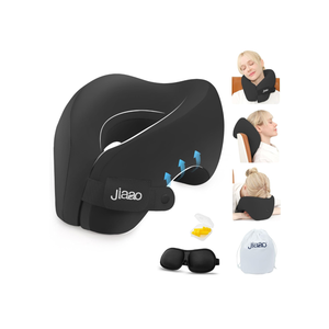Travel Neck Pillow, Advanced Neck Support for International Flights, 3D Eye Masks, Ear Plugs and Storage Bag, Memory Foam U-Shaped Pillow for Travel, Sleep Rest, Trains, Road Trips