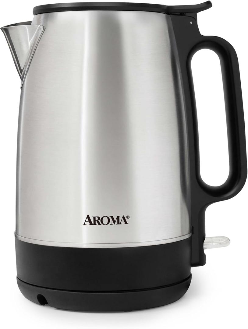 AROMA 1.7-Liter Electric Kettle with Rapid Boil and Auto-Shut-Off in Stainless Steel (AWK-1401SB)