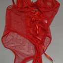 Avidlove Women Lingerie Lace Bodysuit Teddy Lingeries V Neck Cut Out One Piece Mini Babydoll (Medium, Red)