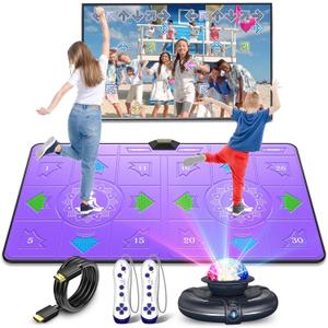 FWFX Electronic Dance Mat for TV, 2-Player Dancing Game for Kids & Adults, Wireless Musical Dance Pad for Family Party Games, Exercise, Yoga Fitness, Ideal Christmas & Birthday Gift for Boys and Girls (Purple)