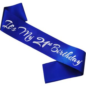 It's My 21st Birthday Sash, Royal Blue Birthday Sash for 21st Bday Party Supplies, Gifts for Girl or Boy Bday Party Favors