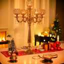 VINCIGANT4Sets 5 Arm Crystal Candelabra Centerpieces for Wedding,29.5Inches Tall Silver Metal Candlestick Holders with 5 Flower Bowl Holder for Anniversary Bathroom Party Home Decoration