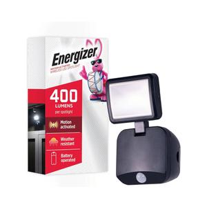 Energizer Single Head Security Light, Wireless, Battery Operated, 120° Motion Detection, 300 Lumens, Tilts & Swivels Activated LED Spotlight, Black, 1 Pack, 40777-S1