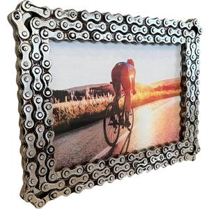Top Brass Bicycle/Motorcycle Chain Picture Frame 5" X 7" Photo - Faux Bike Chain