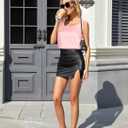 Women Silk Satin Tank Tops Sleeveless Camisole Blouses Scoop Neck Summer Basic Tank Shirt Business Casual Outfits (Pink, S)