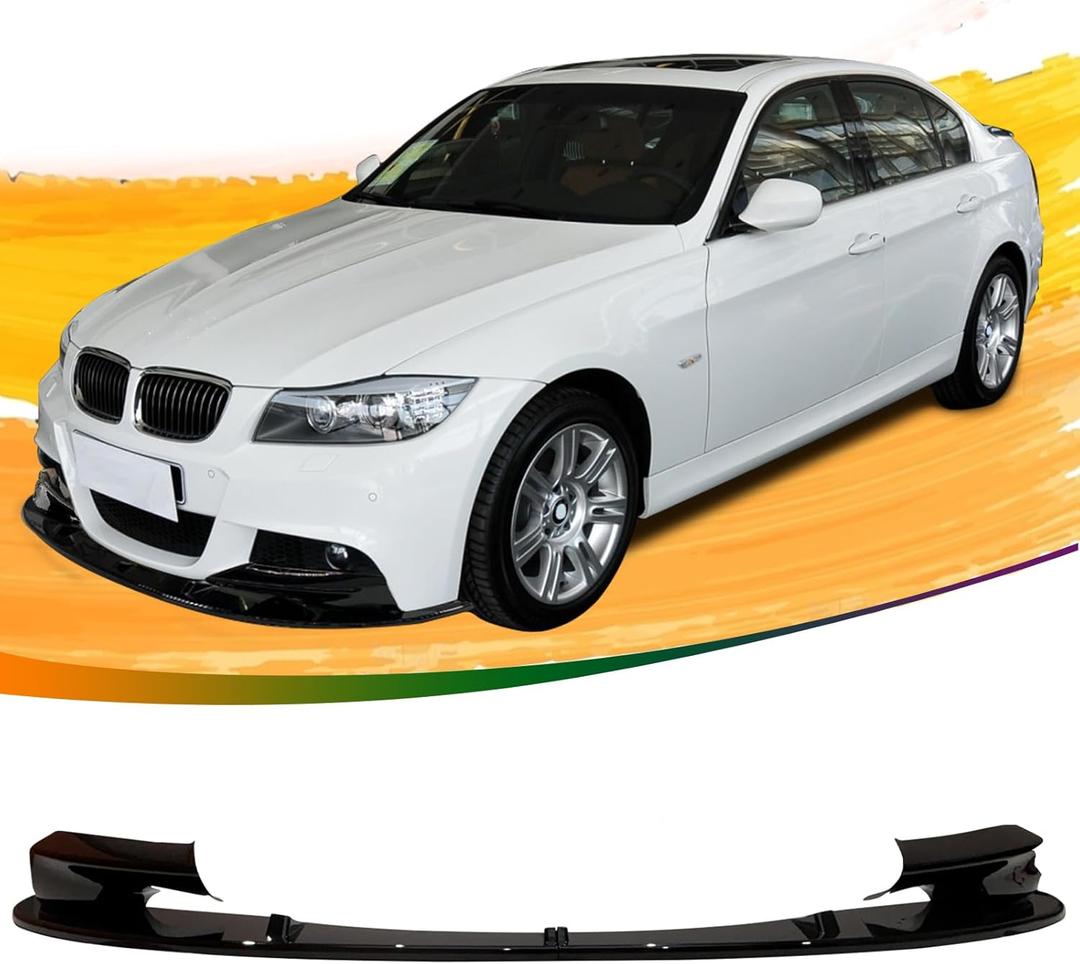 E90 3PCS Front Bumper Lip Kit fit for Compatible with 2006-2011 E90 M3 Sedan 323i 325i 325xi 328i 328i xDrive STP-Style Splitter Trim Protection Spoiler Air Dam Chin Diffuser