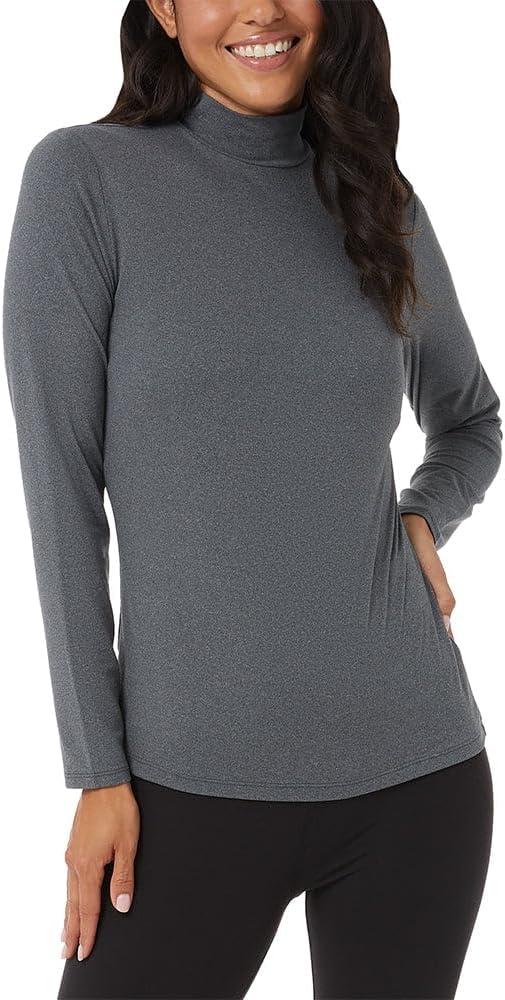 2 x 32 Degrees Women's Cozy Heat Base Layer Mock Neck Top - Thermal Long Sleeve Shirt for Winter Layering (Gray, XS)